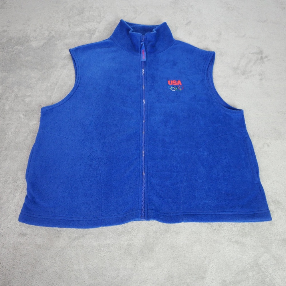 Team USA USOC Royal Blue Fleece Vest Men's Large Full Zip Embroidered Outdoor